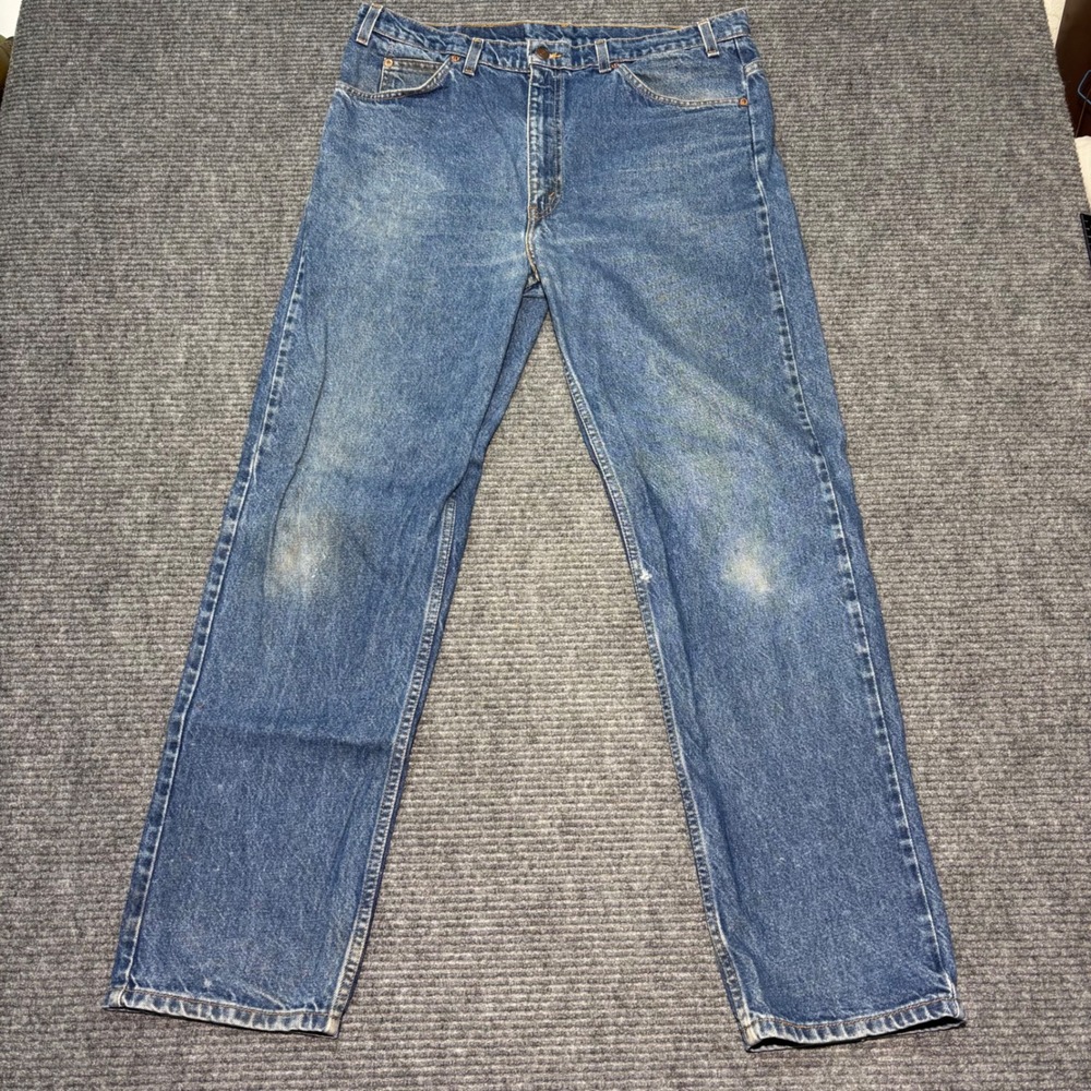 Levis 505 Orange Tab Men Jeans 38x32 Regular Fit Straight Leg Blue Denim Vintage